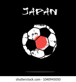 Abstract soccer ball painted in the colors of the Japan flag. Vector illustration 