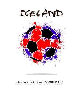 Abstract soccer ball painted in the colors of the Iceland flag. Vector illustration