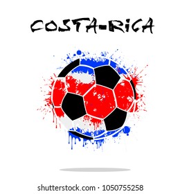 Abstract soccer ball painted in the colors of the Costa-Rica flag. Vector illustration
