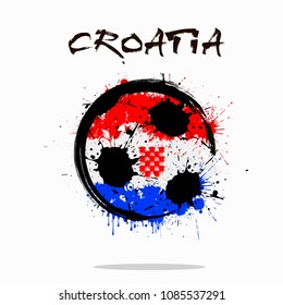 Abstract soccer ball painted in the colors of the Croatia flag. Vector illustration