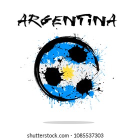 Abstract soccer ball painted in the colors of the Argentina flag. Vector illustration