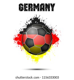 Abstract soccer ball painted in the colors of the Germany flag. Vector illustration