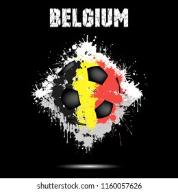 Abstract soccer ball painted in the colors of the Belgium flag. Vector illustration