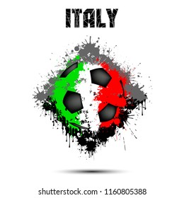 Abstract soccer ball painted in the colors of the Italy flag. Vector illustration