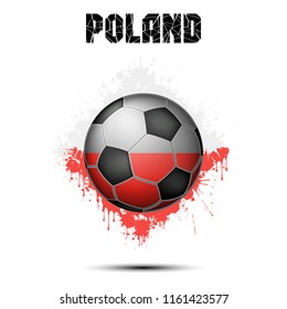 Abstract soccer ball painted in the colors of the Poland flag. Vector illustration
