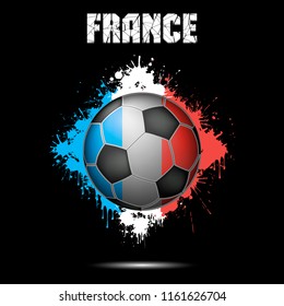 Abstract soccer ball painted in the colors of the France flag. Vector illustration