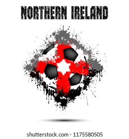 Abstract soccer ball painted in the colors of the Northern Ireland flag. Vector illustration