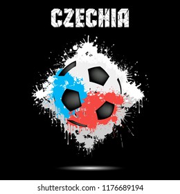 Abstract soccer ball painted in the colors of the Czechia flag. Vector illustration