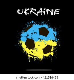 Abstract soccer ball painted in the colors of the Ukraine flag. Vector illustration 