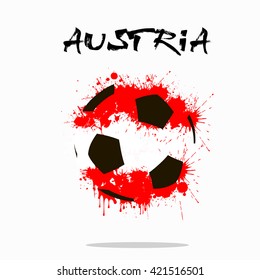 Abstract soccer ball painted in the colors of the Austria flag. Vector illustration 