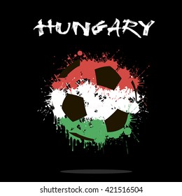 Abstract soccer ball painted in the colors of the Hungary flag. Vector illustration 