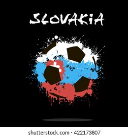 Abstract soccer ball painted in the colors of the Slovakia flag. Vector illustration 
