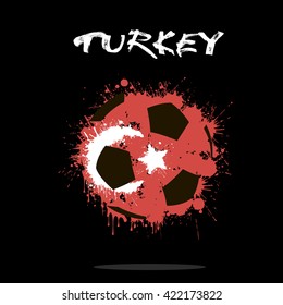 Abstract soccer ball painted in the colors of the Turkey flag. Vector illustration 