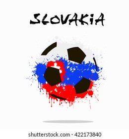 Abstract soccer ball painted in the colors of the Slovakia flag. Vector illustration 