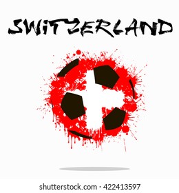 Abstract soccer ball painted in the colors of the Switzerland flag. Vector illustration 