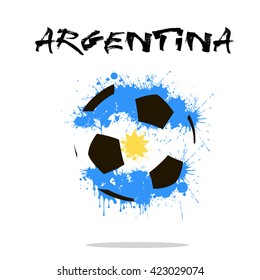 Abstract soccer ball painted in the colors of the Argentina flag. Vector illustration 