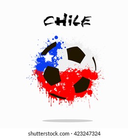 Abstract soccer ball painted in the colors of the Chile flag. Vector illustration 