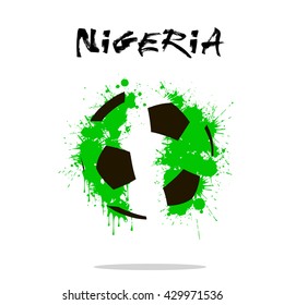 Abstract soccer ball painted in the colors of the Nigeria flag. Vector illustration 