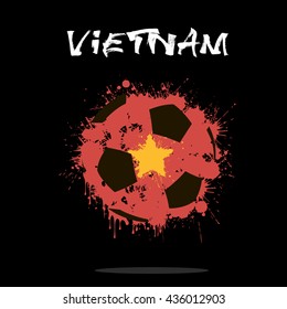 Abstract soccer ball painted in the colors of the Vietnam flag. Vector illustration 