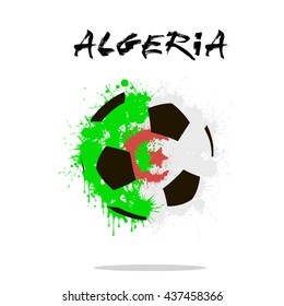 Abstract soccer ball painted in the colors of the Algeria flag. Vector illustration 