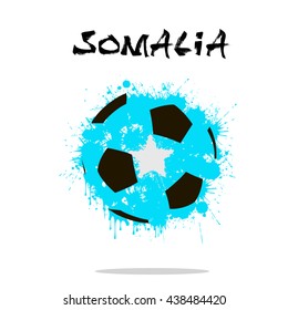 Abstract soccer ball painted in the colors of the Somalia flag. Vector illustration 