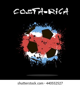 Abstract soccer ball painted in the colors of the Costa-Rica flag. Vector illustration 