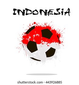 Abstract soccer ball painted in the colors of the  Indonesia flag. Vector illustration 