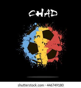 Abstract soccer ball painted in the colors of the Chad flag. Vector illustration 