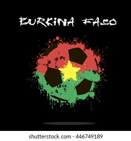 Abstract soccer ball painted in the colors of the Burkina Faso flag. Vector illustration 