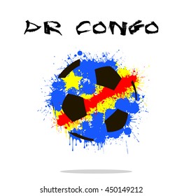 Abstract soccer ball painted in the colors of the DR Congo flag. Vector illustration 