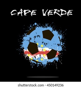 Abstract soccer ball painted in the colors of the Cape Verde flag. Vector illustration 