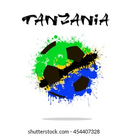 Abstract soccer ball painted in the colors of the Tanzania flag. Vector illustration 