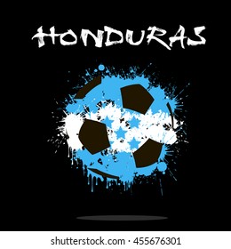 Abstract soccer ball painted in the colors of the Honduras flag. Vector illustration 