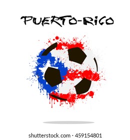 Abstract soccer ball painted in the colors of the Puerto-Rico flag. Vector illustration 