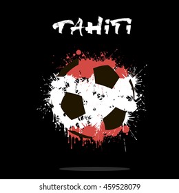 Abstract soccer ball painted in the colors of the Tahiti flag. Vector illustration 