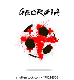 Abstract soccer ball painted in the colors of the Georgia flag. Vector illustration 