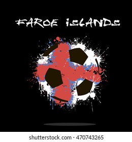 Abstract soccer ball painted in the colors of the Faroe islands flag. Vector illustration 
