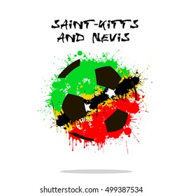 Abstract soccer ball painted in the colors of the Saint-Kitts and Nevis flag. Vector illustration 