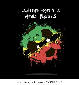 Abstract soccer ball painted in the colors of the Saint-Kitts and Nevis flag. Vector illustration 