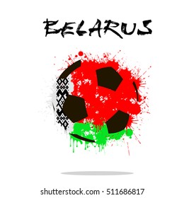 Abstract soccer ball painted in the colors of the Belarus flag. Vector illustration