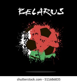 Abstract soccer ball painted in the colors of the Belarus flag. Vector illustration