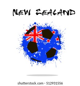 Abstract soccer ball painted in the colors of the New Zealand flag. Vector illustration