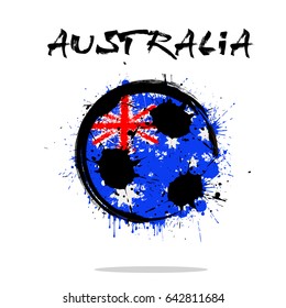 Abstract soccer ball painted in the colors of the Australia flag. Vector illustration