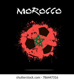 Abstract soccer ball painted in the colors of the Morocco flag. Vector illustration 