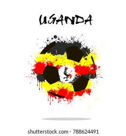 Abstract soccer ball painted in the colors of the Uganda flag. Vector illustration