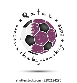 Abstract soccer ball with Qatar national flag colors. Flag of Qatar in the form of a football ball made on an isolated background. Vector illustration