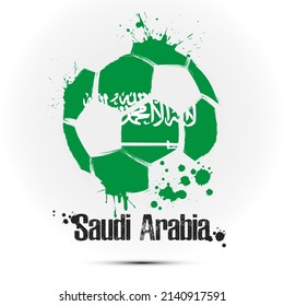 Abstract soccer ball with Saudi Arabia national flag colors. Flag of Saudi Arabia in the form of a soccer ball made on an isolated background. Football championship banner. Vector illustration