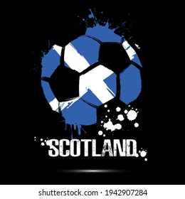 Abstract soccer ball with Scottish national flag colors. Flag of Scotland in the form of a soccer ball made on an isolated background. Football championship banner. Vector illustration