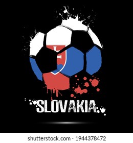 Abstract soccer ball with Slovak national flag colors. Flag of Slovakia in the form of a soccer ball made on an isolated background. Football championship banner. Vector illustration