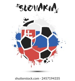 Abstract soccer ball with Slovakia national flag colors. Flag of Slovakia in the form of a soccer ball made on an isolated background. Football championship banner. Vector illustration